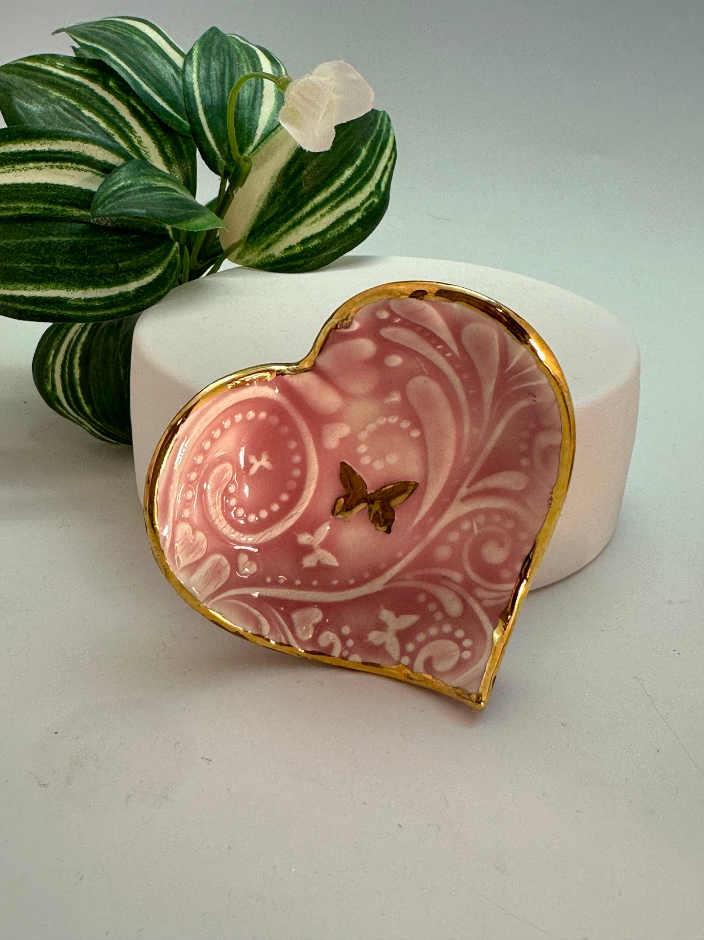 Pink Heart Trinket Dish