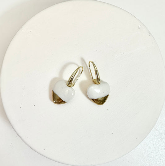 Gold Dipped Sweet Heart Drop Earrings