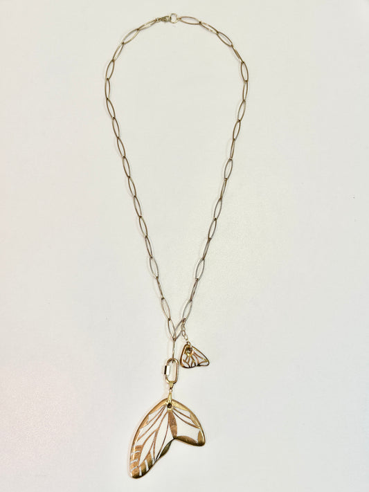 Gold Butterfly Wings Carabiner Necklace