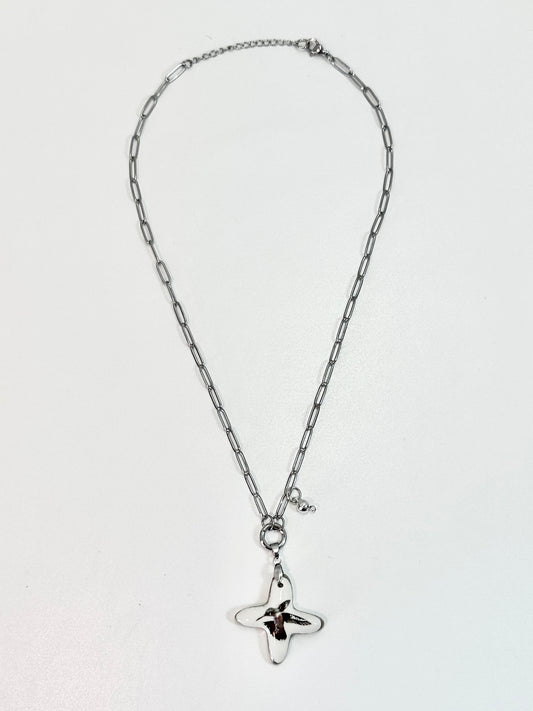 Porcelain Cross with Hummingbird Necklace