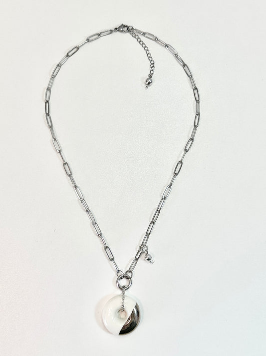Porcelain Platinum Dipped "Donut" Necklace