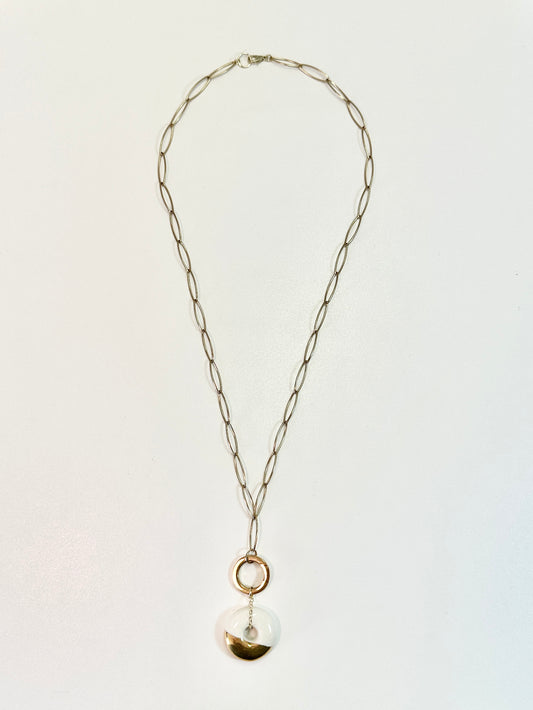 Porcelain Gold Dipped "Donut" Necklace