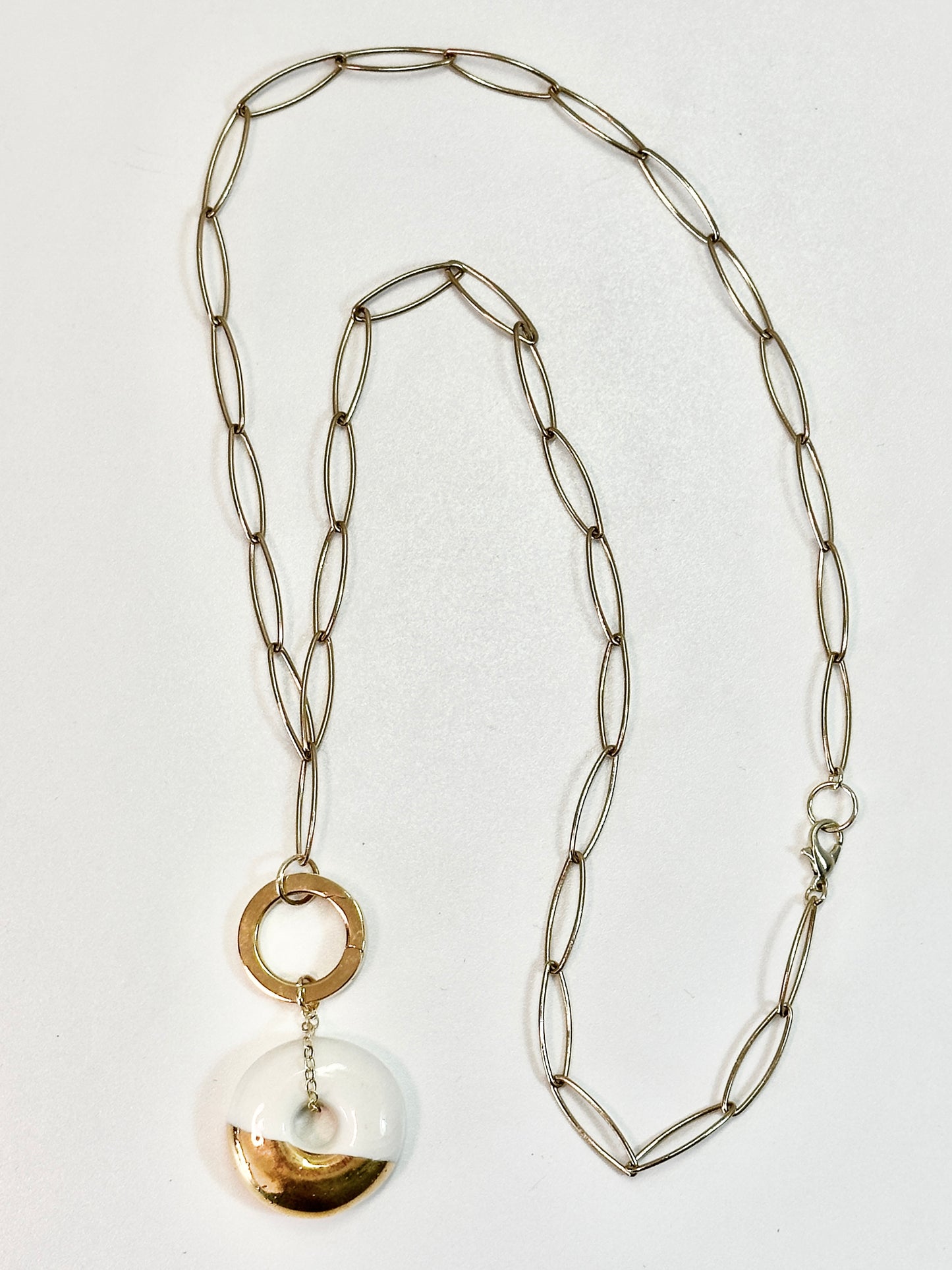 Porcelain Gold Dipped "Donut" Necklace