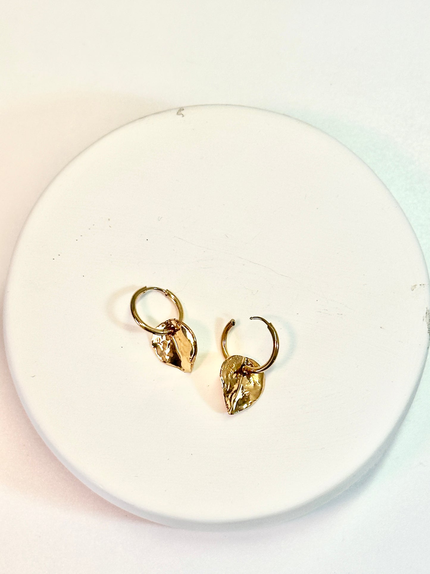 Petite Gold Aspen Leaf Porcelain Earrings