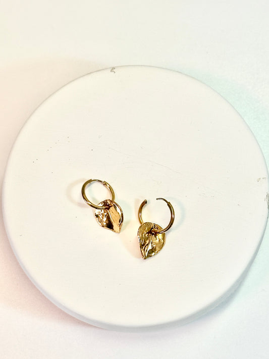 Petite Gold Aspen Leaf Porcelain Earrings
