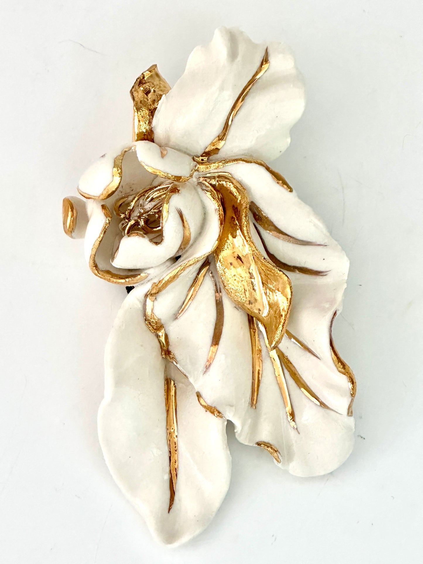 Floral brooch with Gold luster, 2.5" x 4.5"  (#3)
