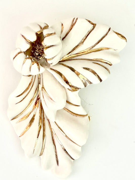Floral brooch with Gold luster, 3" x 4 " (#2)