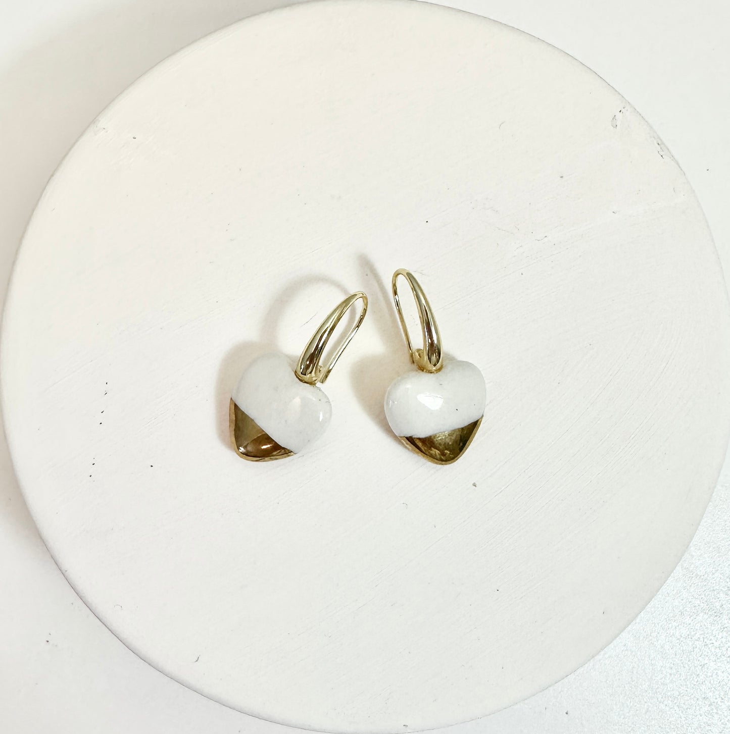 Gold Dipped Sweet Heart Drop Earrings