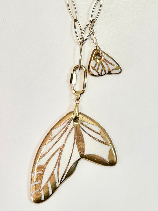 Gold Butterfly Wings Carabiner Necklace