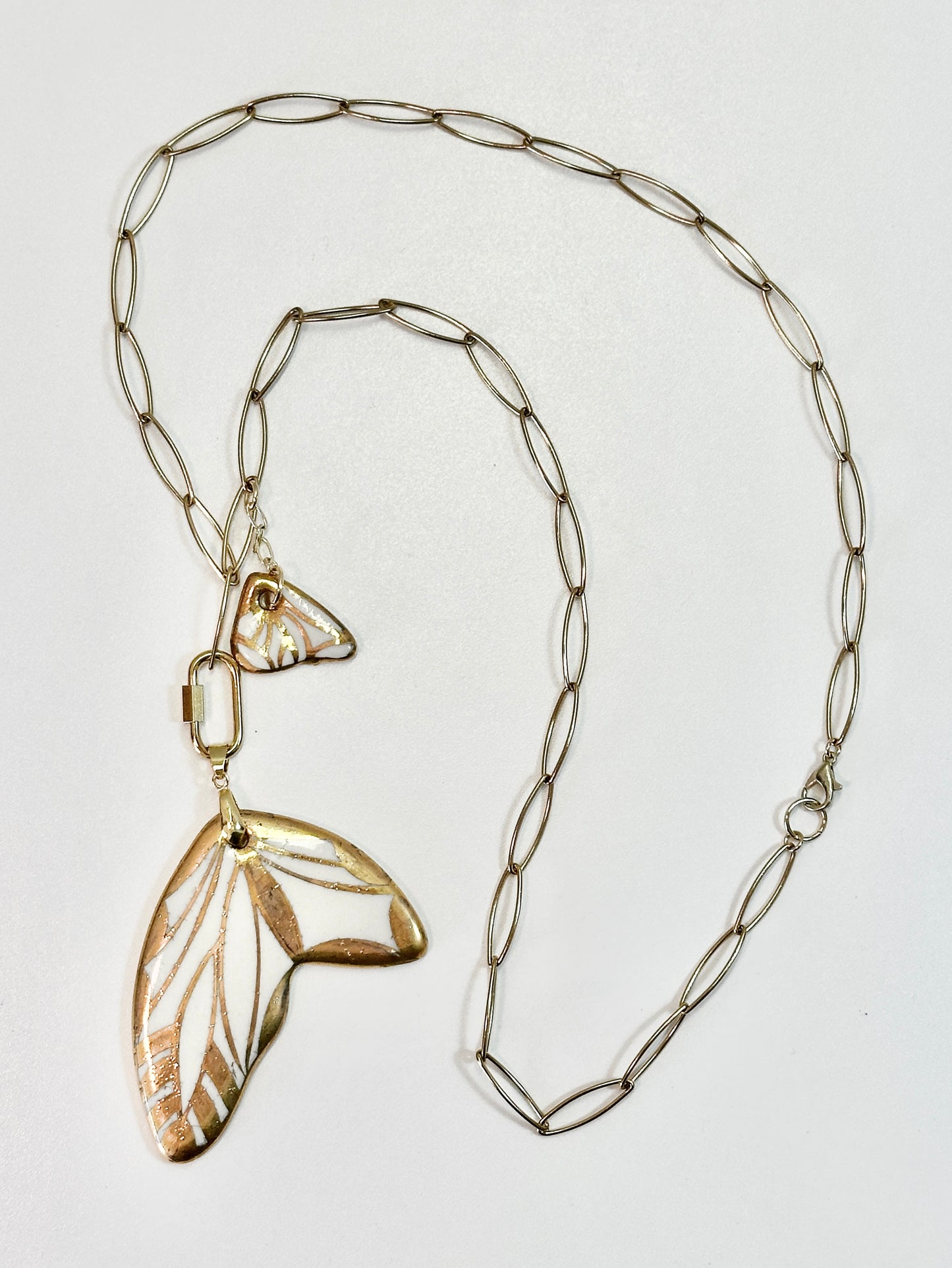 Gold Butterfly Wings Carabiner Necklace