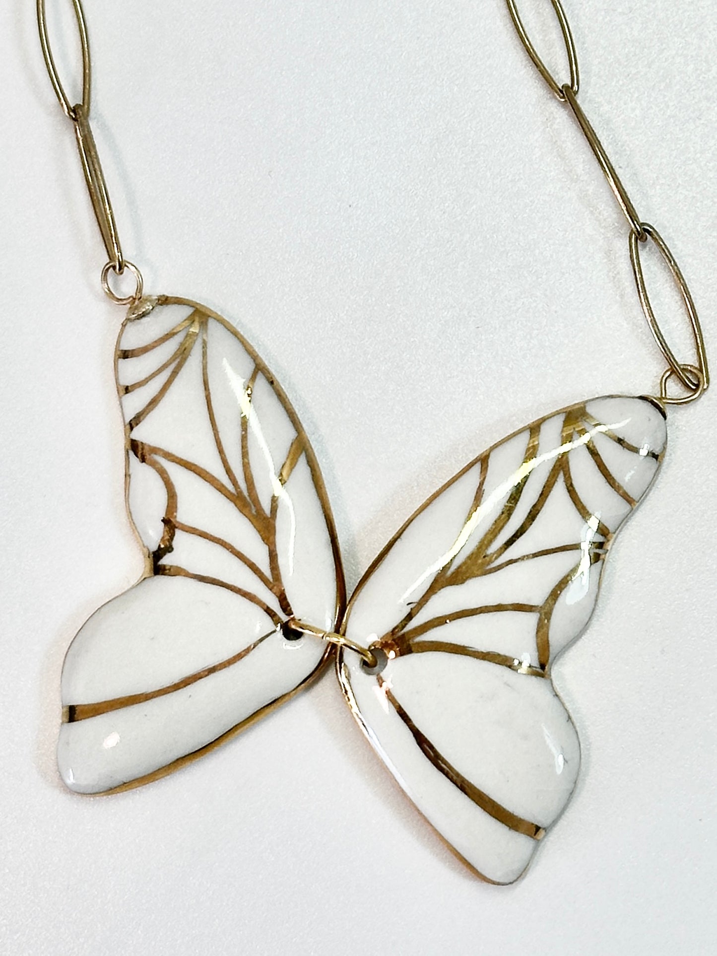 Gold Butterfly Necklace with fresh water pearl