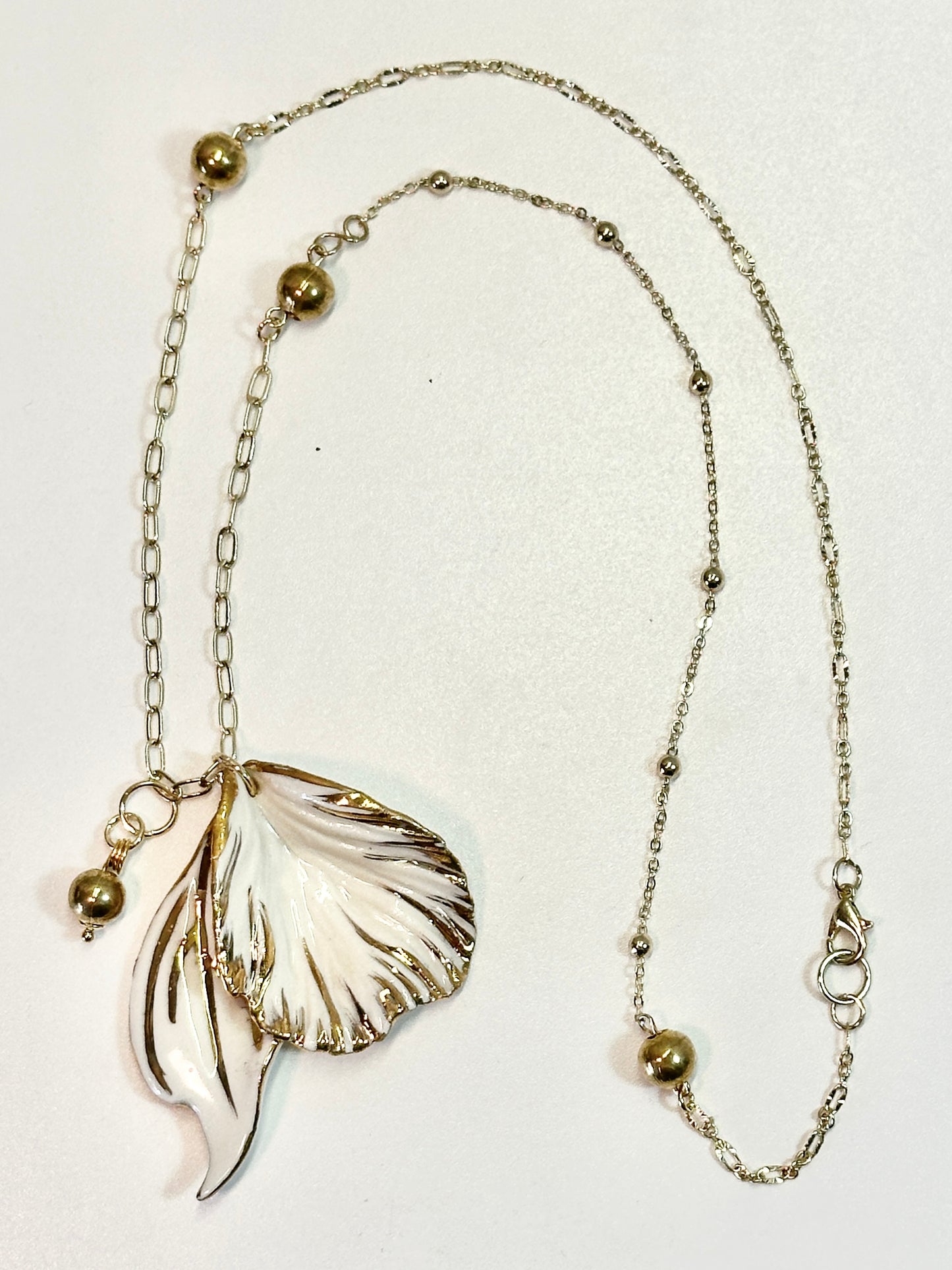 Porcelain Flower Petals and Balls Necklace