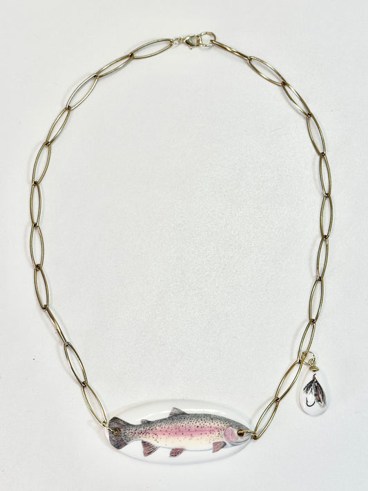 Rainbow Trout Bar Necklace