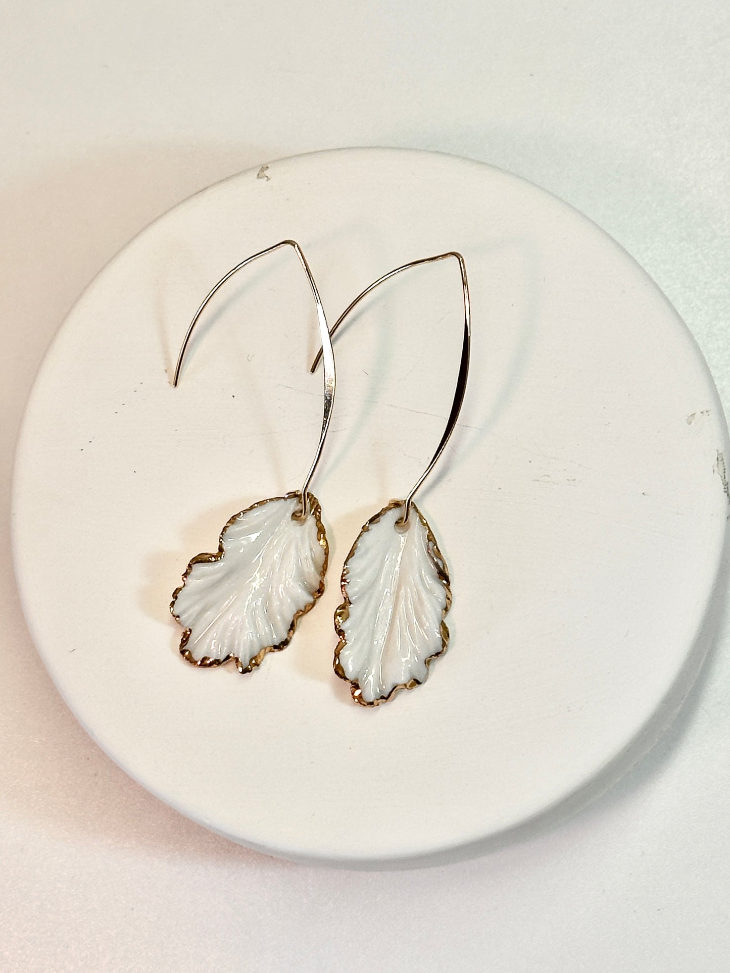 Gold Edged Drop Petal Earrings