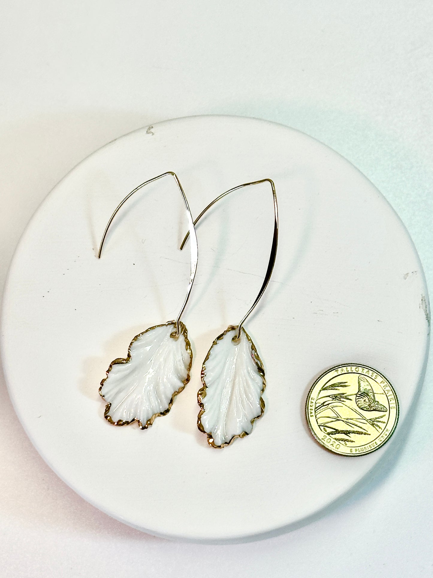 Gold Edged Drop Petal Earrings