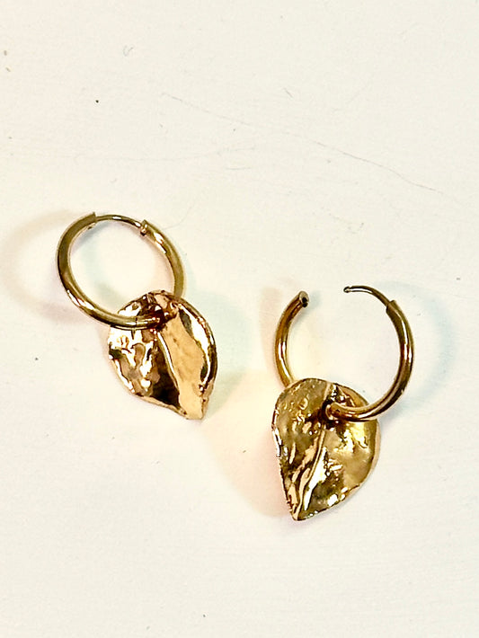 Petite Gold Aspen Leaf Porcelain Earrings