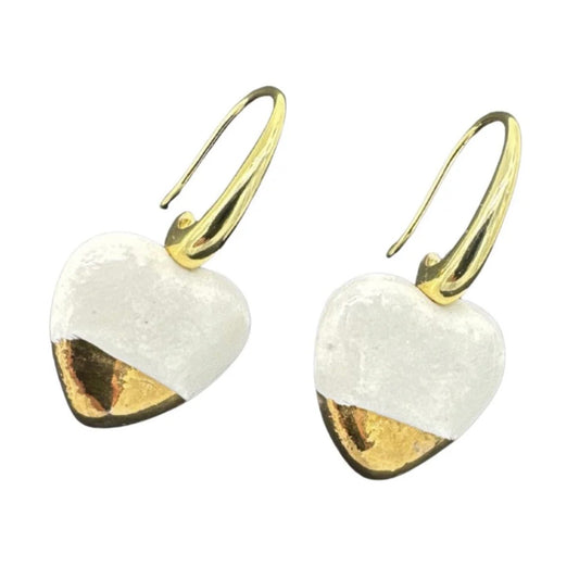 Gold Dipped Sweet Heart Drop Earrings