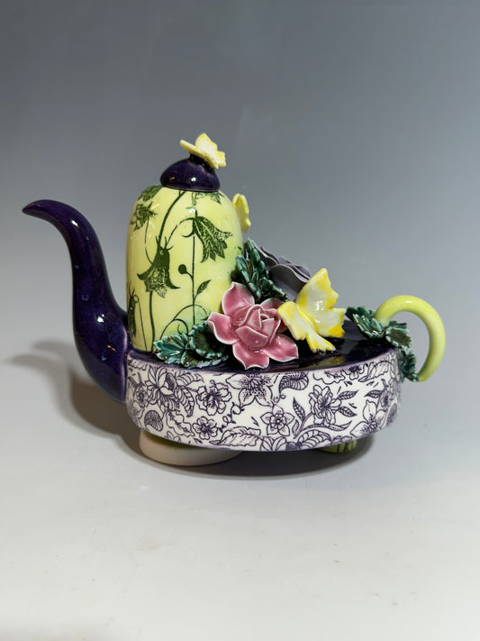 Purple Rose of Shanghai Porcelain Teapot