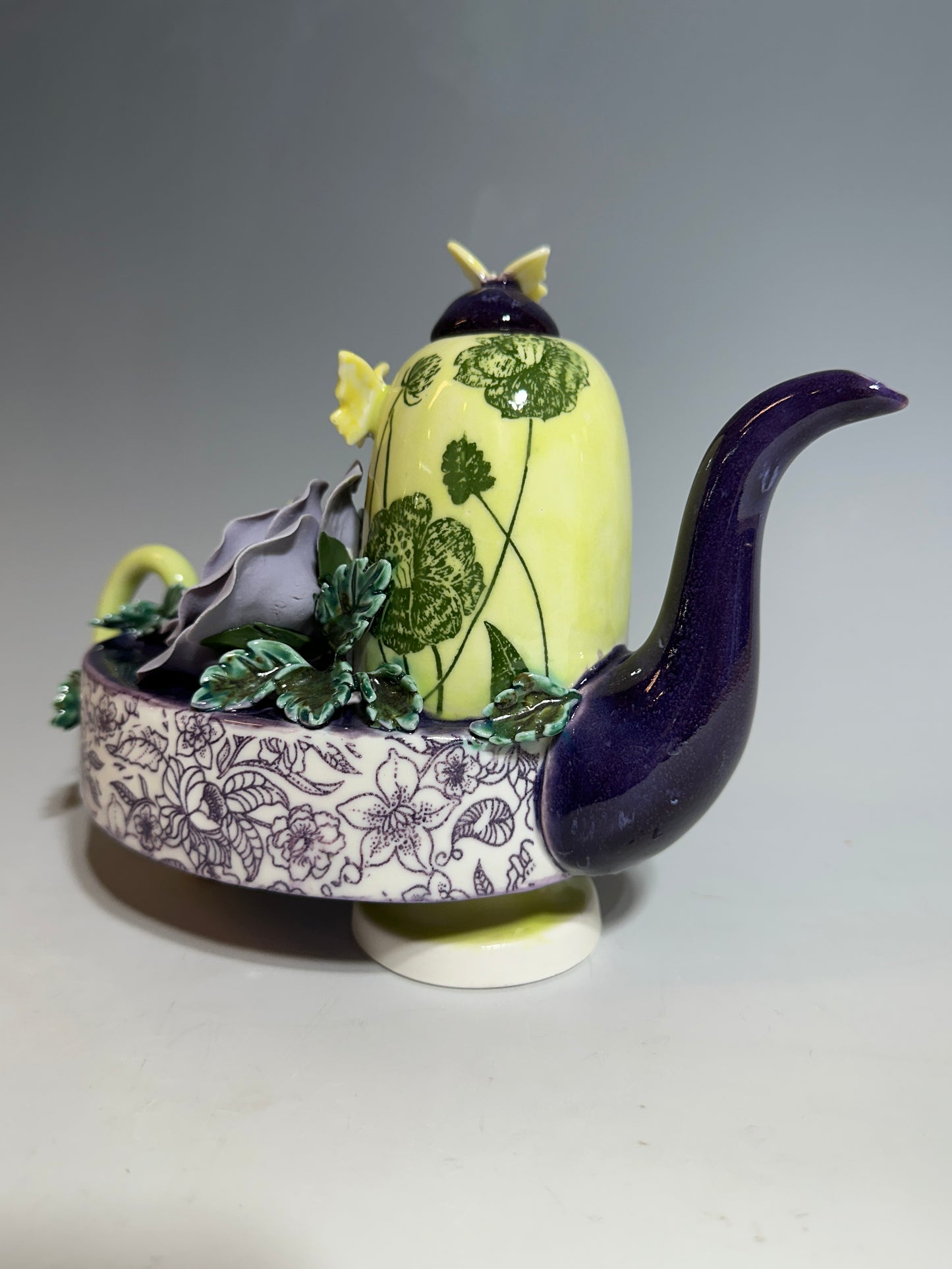 Purple Rose of Shanghai Porcelain Teapot
