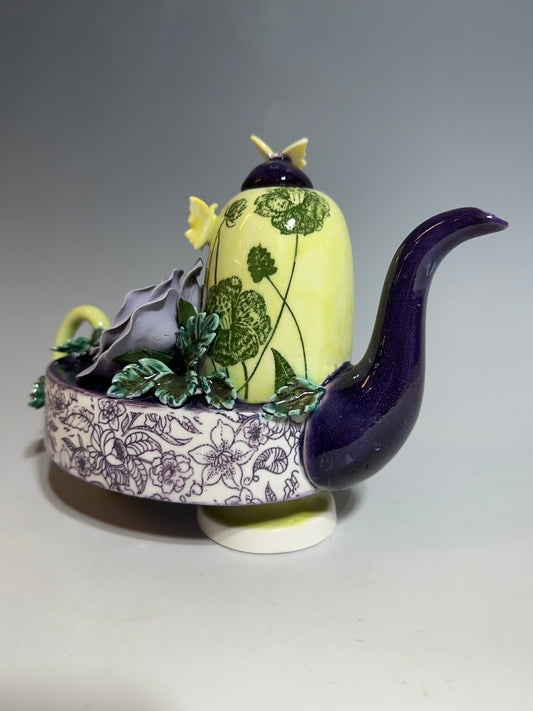 Purple Rose of Shanghai Porcelain Teapot