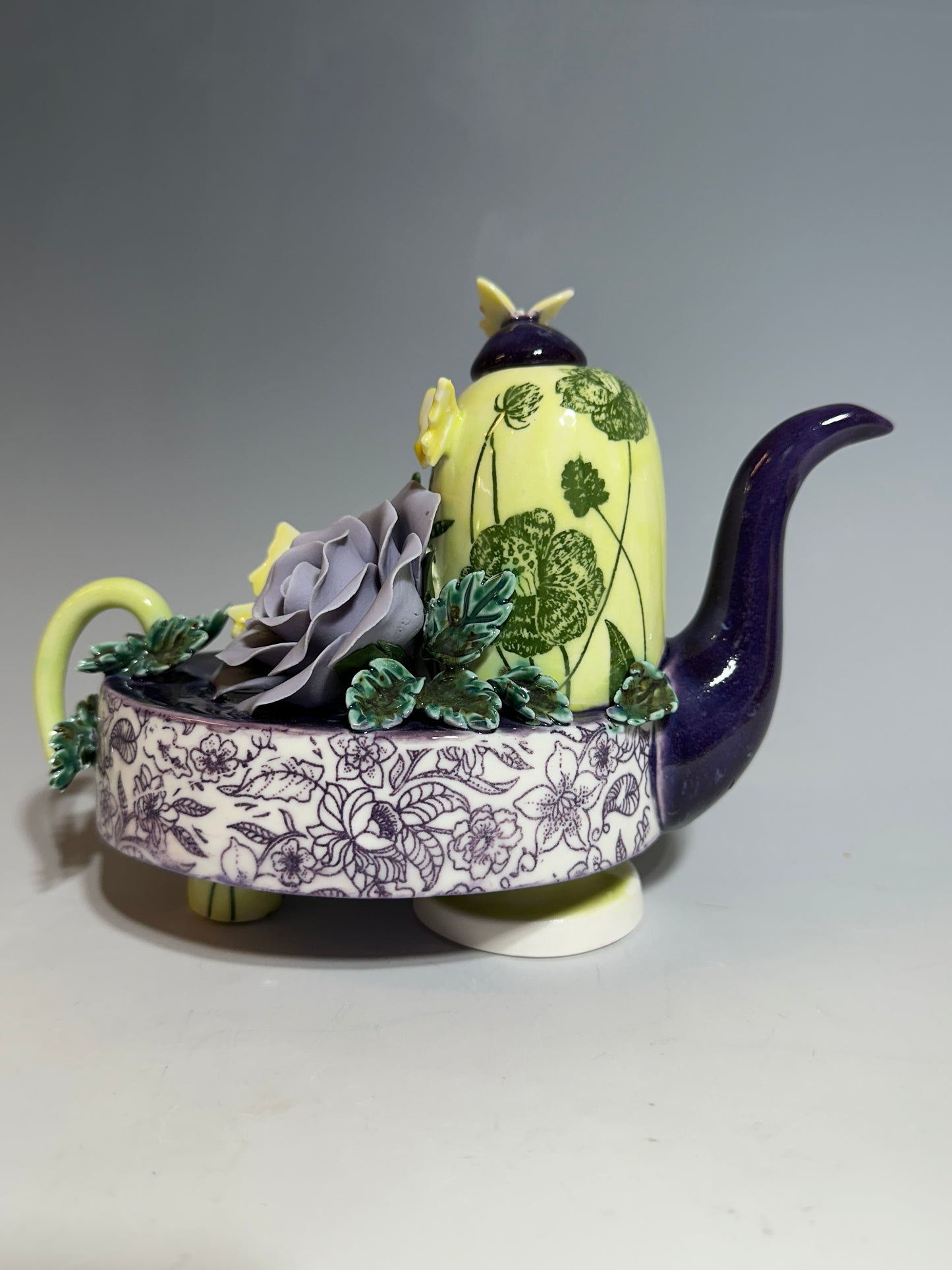 Purple Rose of Shanghai Porcelain Teapot