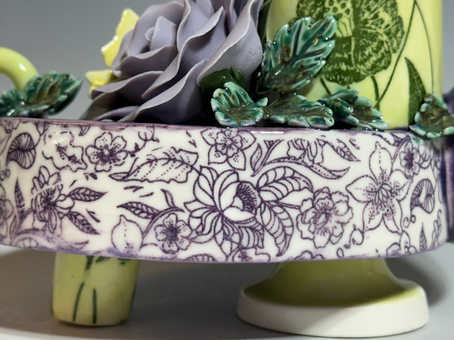 Purple Rose of Shanghai Porcelain Teapot