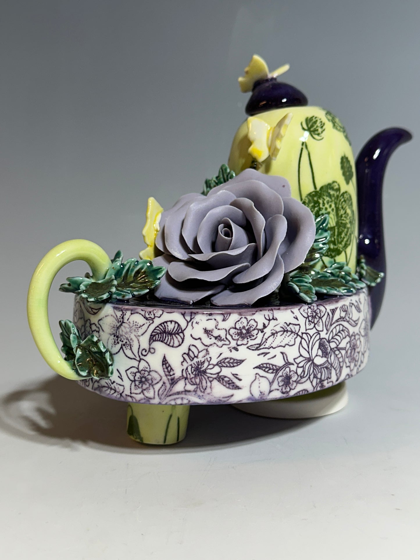 Purple Rose of Shanghai Porcelain Teapot