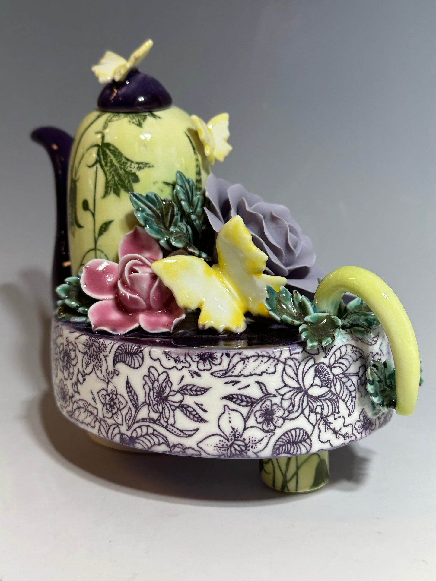 Purple Rose of Shanghai Porcelain Teapot