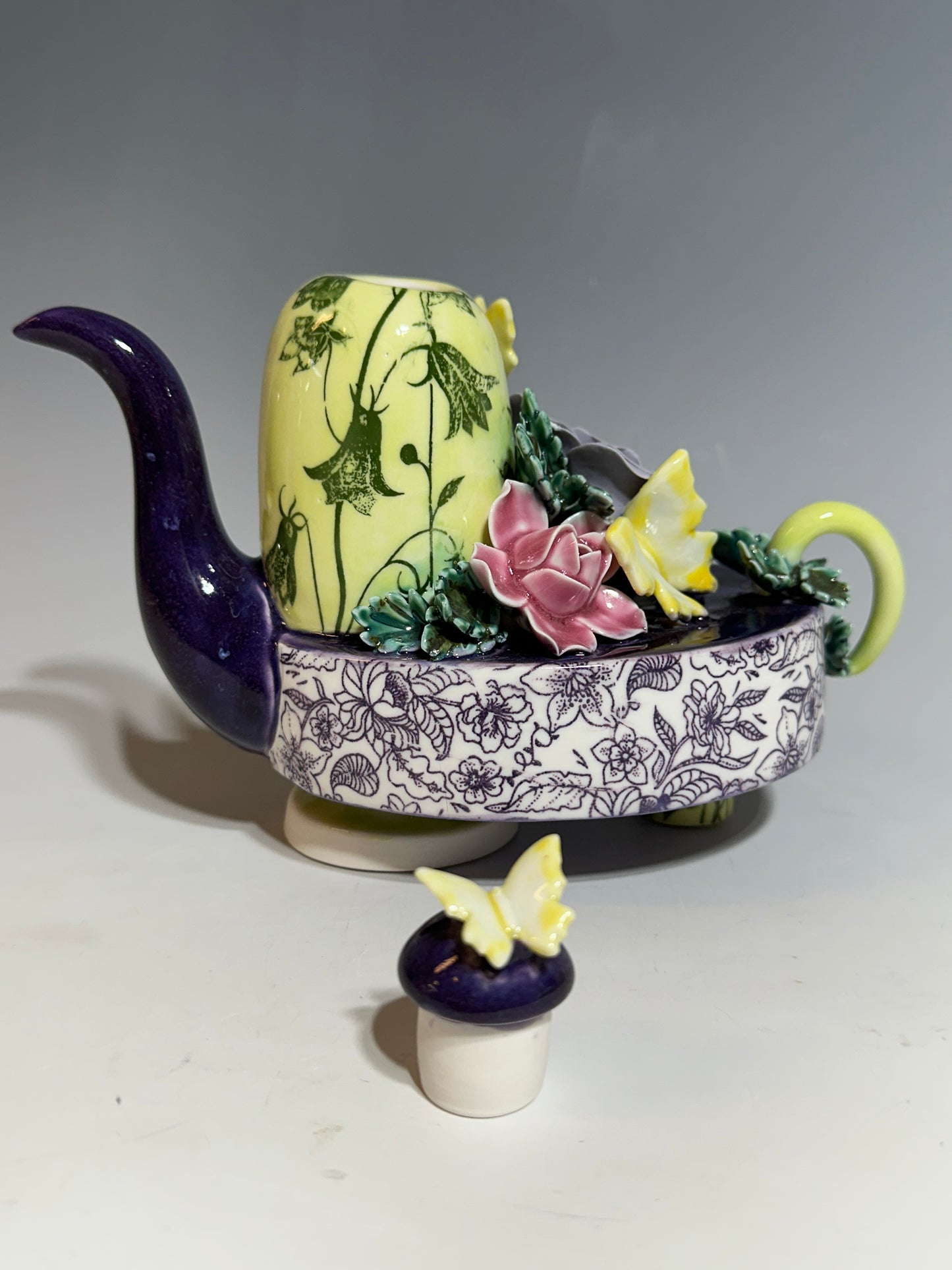Purple Rose of Shanghai Porcelain Teapot