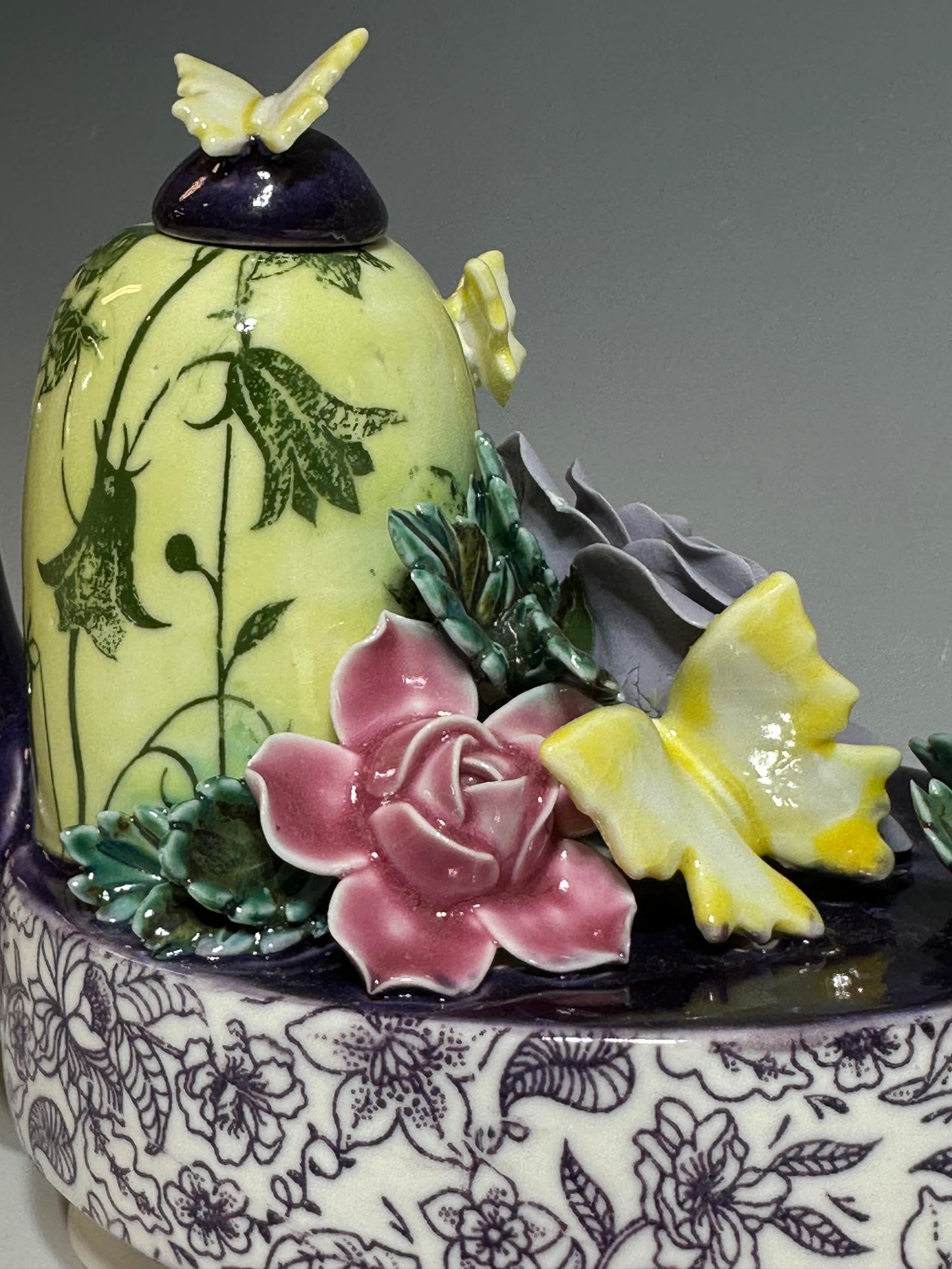 Purple Rose of Shanghai Porcelain Teapot