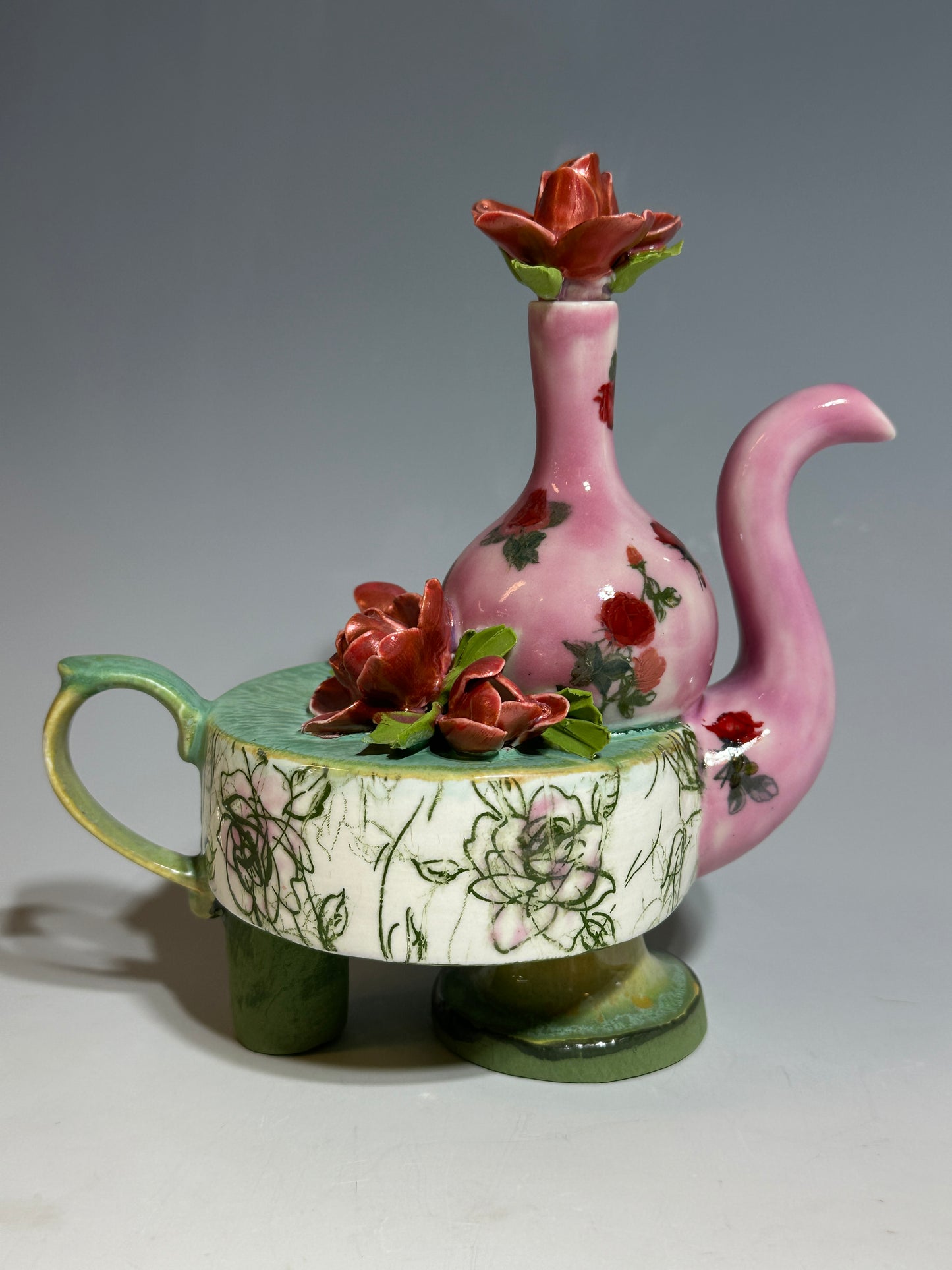 Pink Ming Vase Teapot
