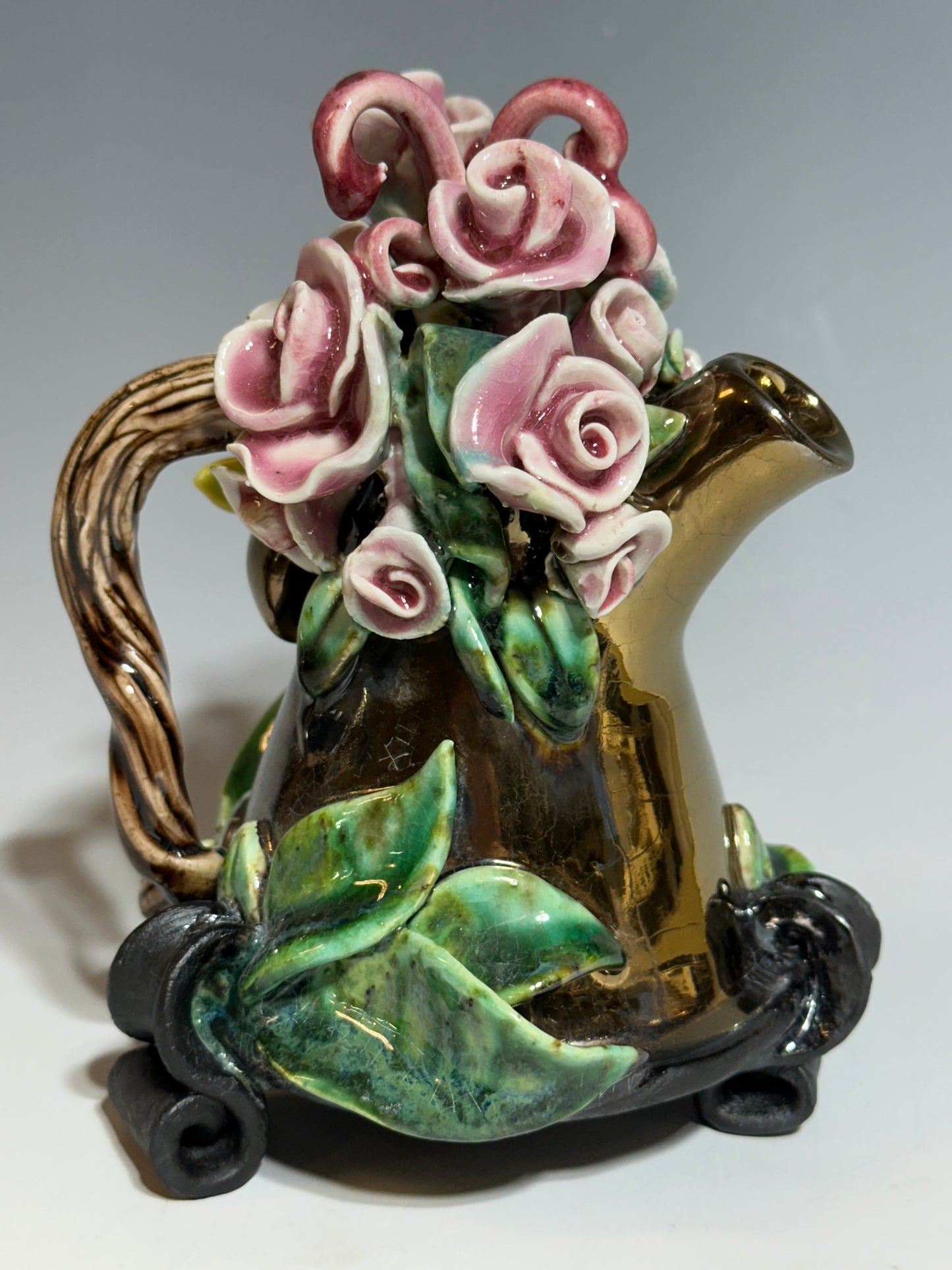 Roses on Gold Teapot