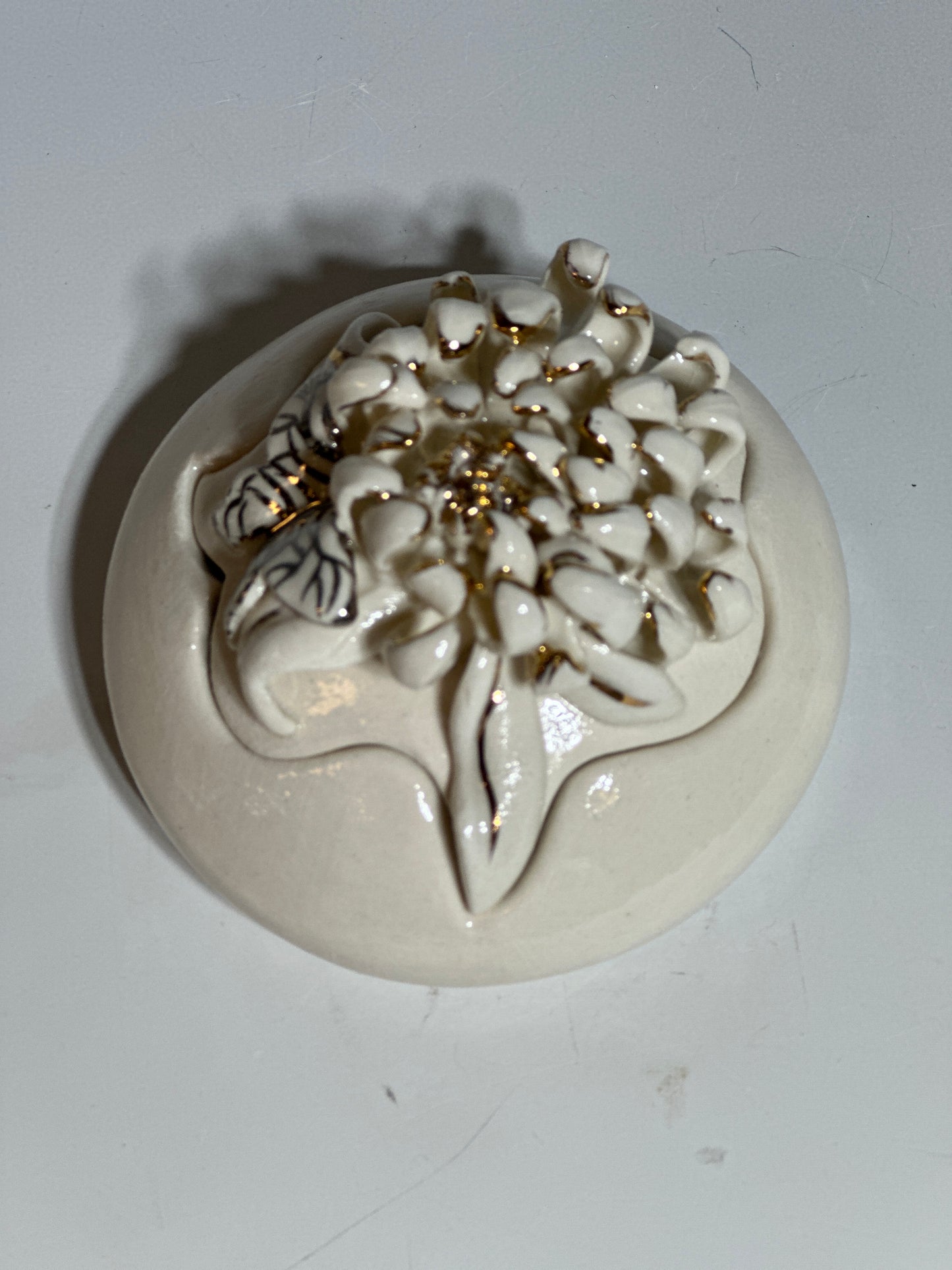 Porcelain Chrysanthemum Jewelry Box, small