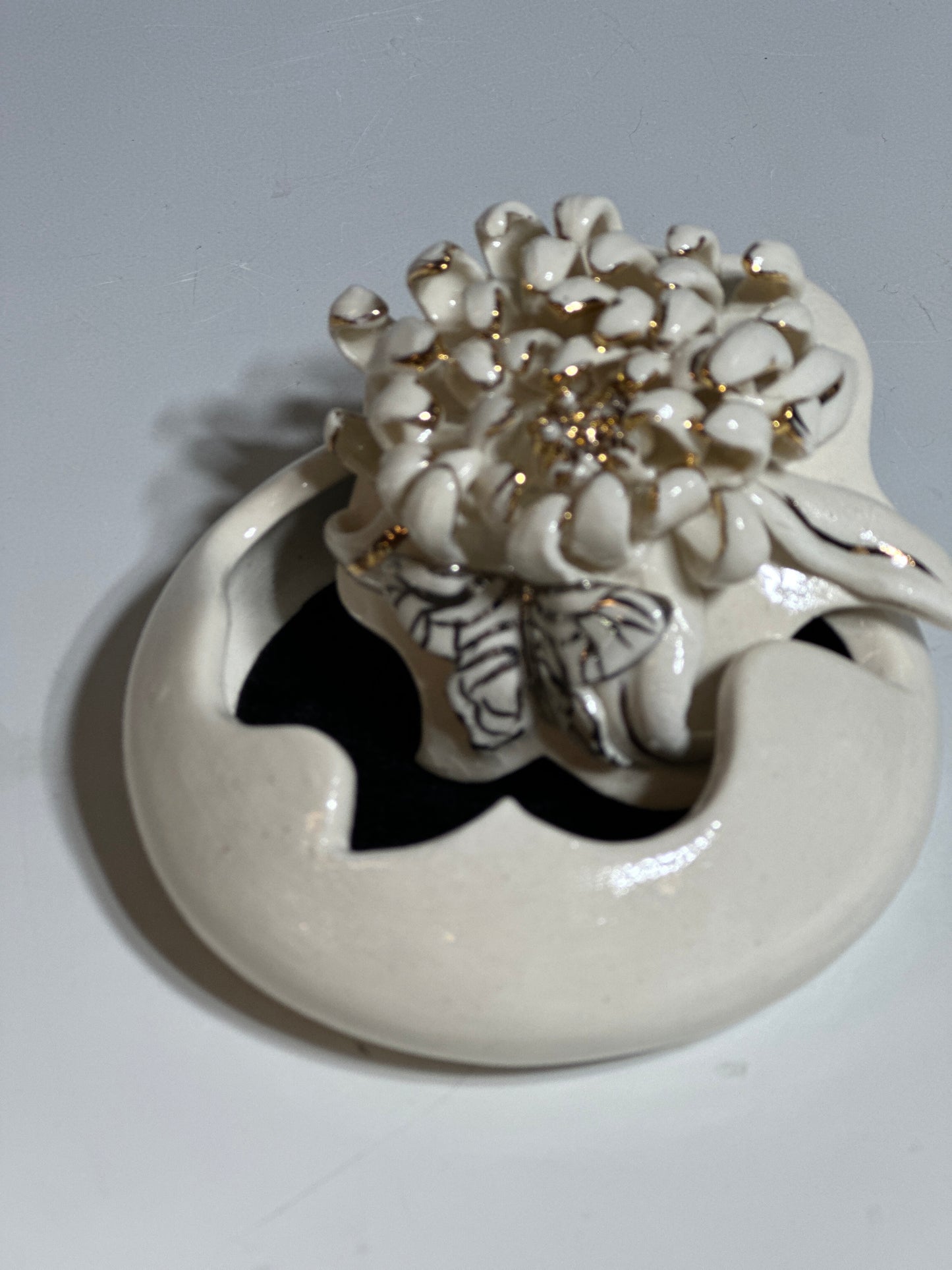 Porcelain Chrysanthemum Jewelry Box, small