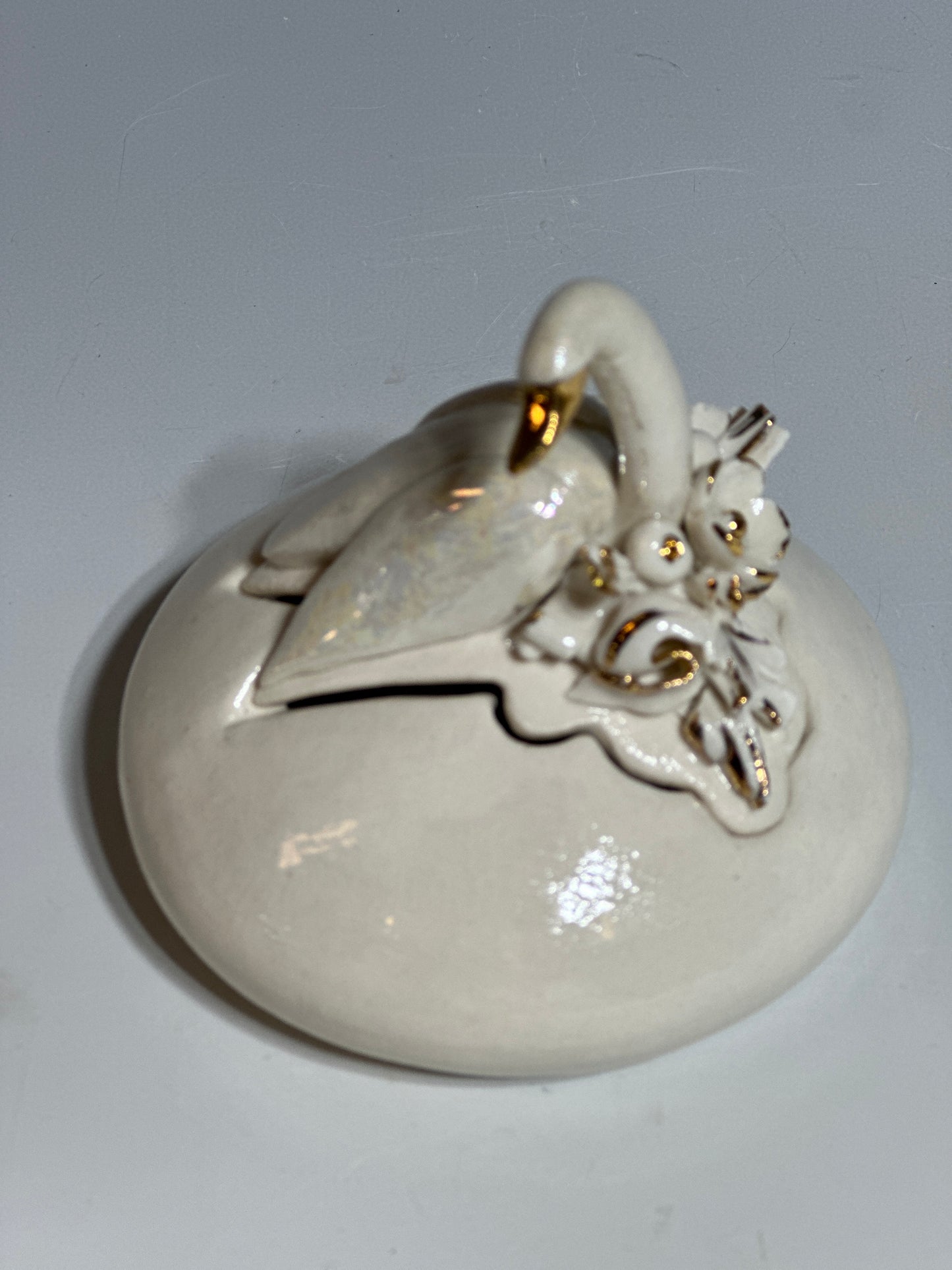 Porcelain Swan Jewelry Box, small