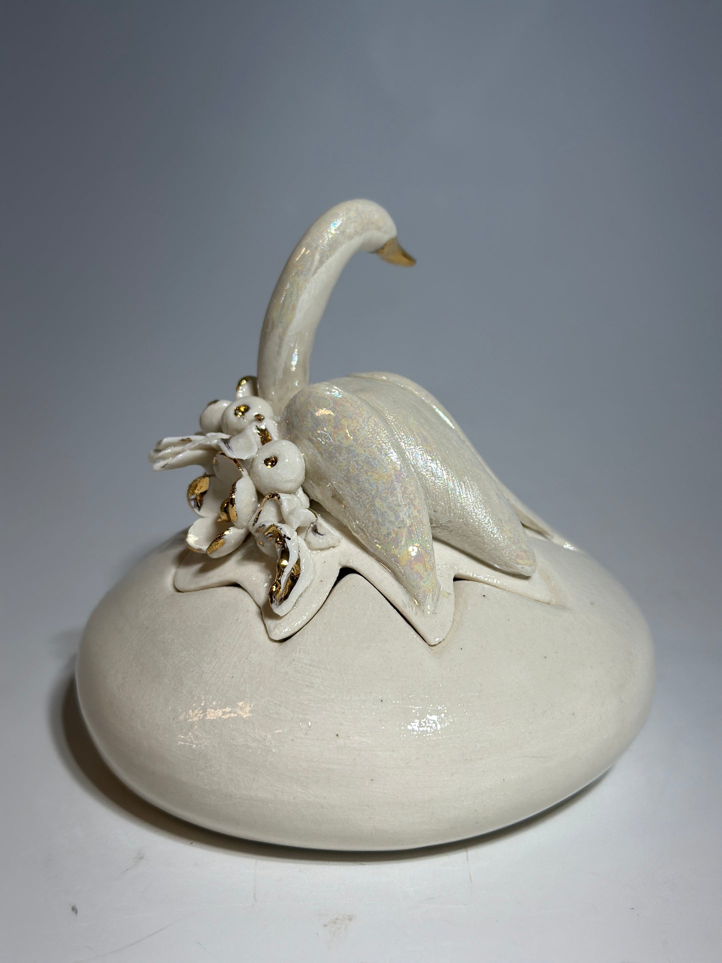 Porcelain Swan Jewelry Box, small