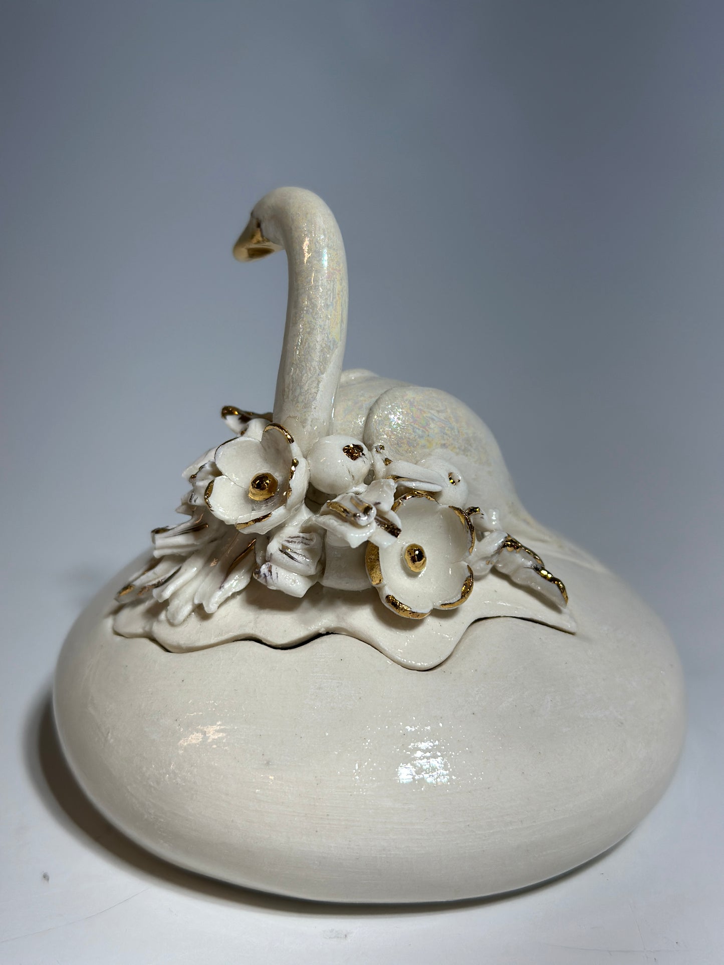 Porcelain Swan Jewelry Box, small