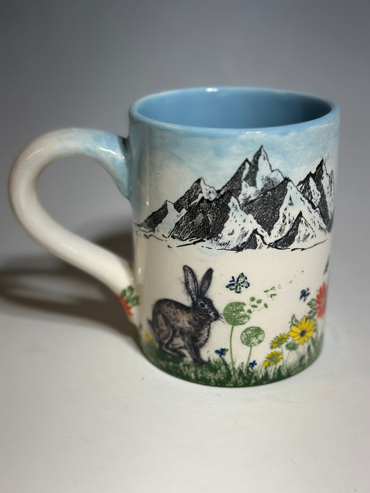 The Wolf and the Bunny Mountain Scene Mug