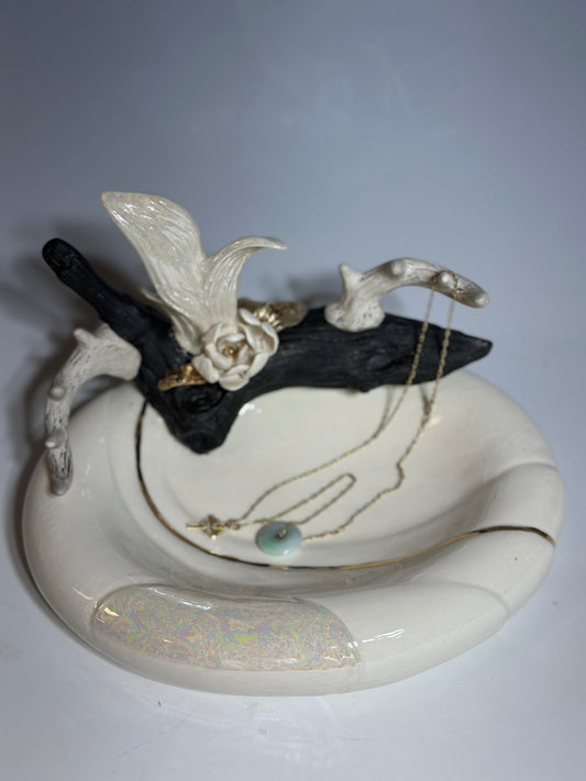 Antlers and Branch Porcelain Jewelry Tray